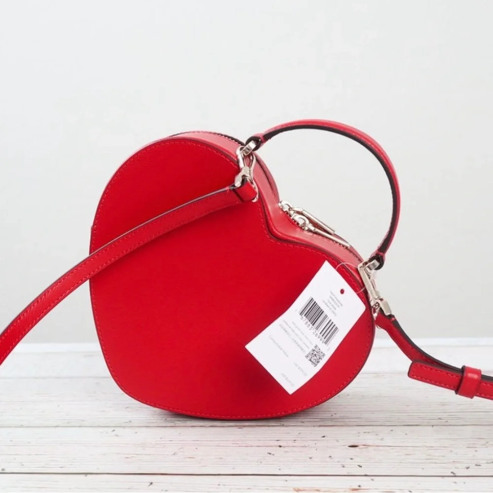 NWT Kate Spade Love Shack Heart Crossbody Purse Leather Candied Cherry Red - Picture 11 of 12